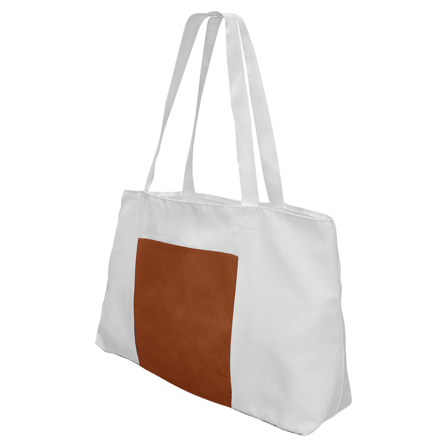 19" x 12" White Bag with 5" Rawhide Laserable Leatherette Gusset