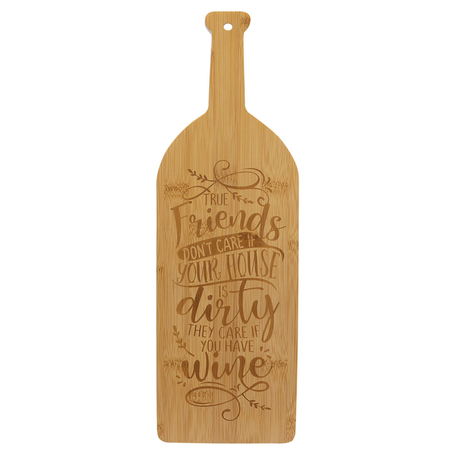 17" x 5 1/4" Bamboo Wine Bottle Cutting Board