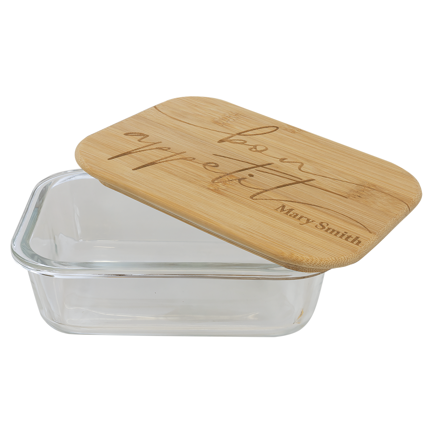 21 oz. Rectangle Glass Container with Bamboo Lid