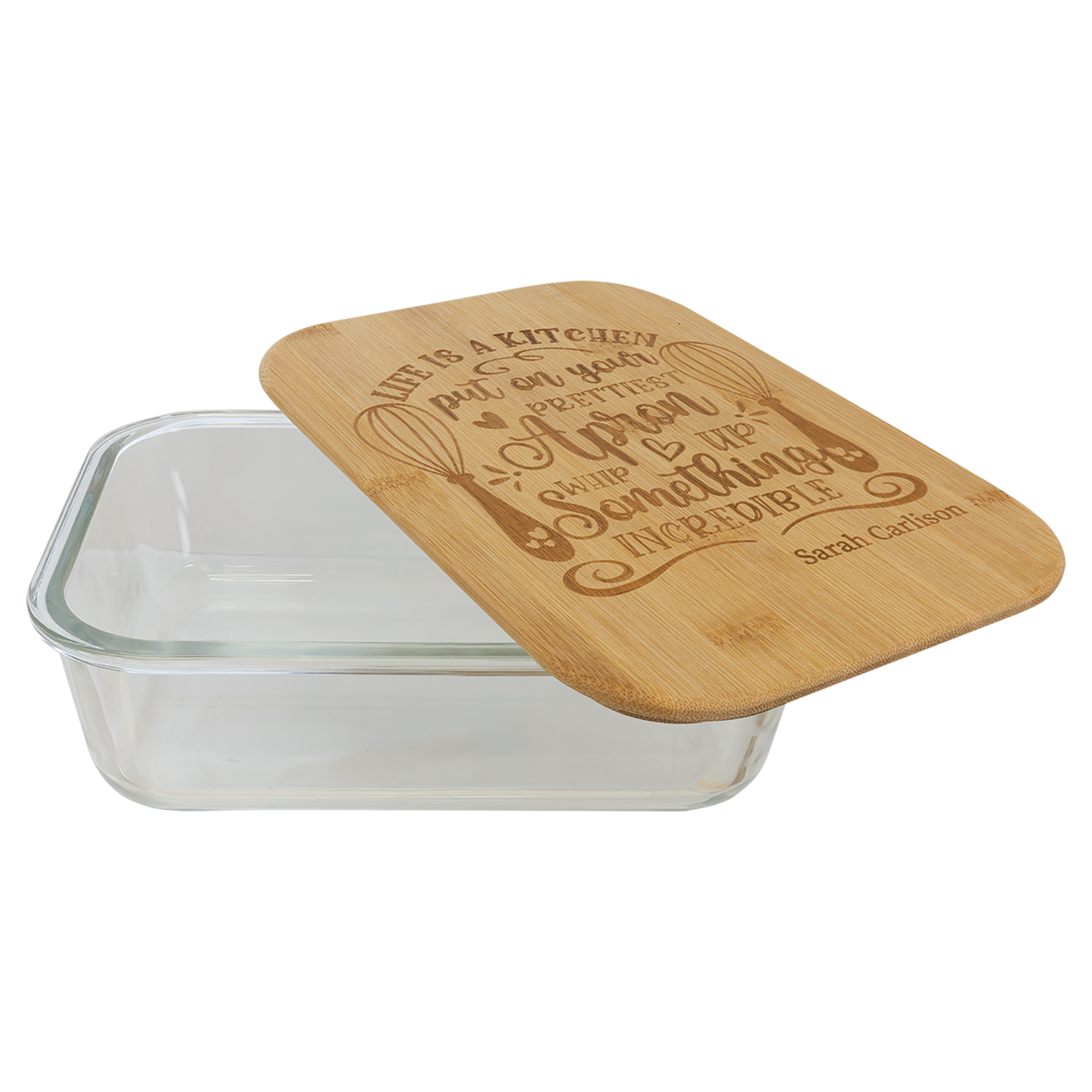 50 oz. Rectangle Glass Container with Bamboo Lid