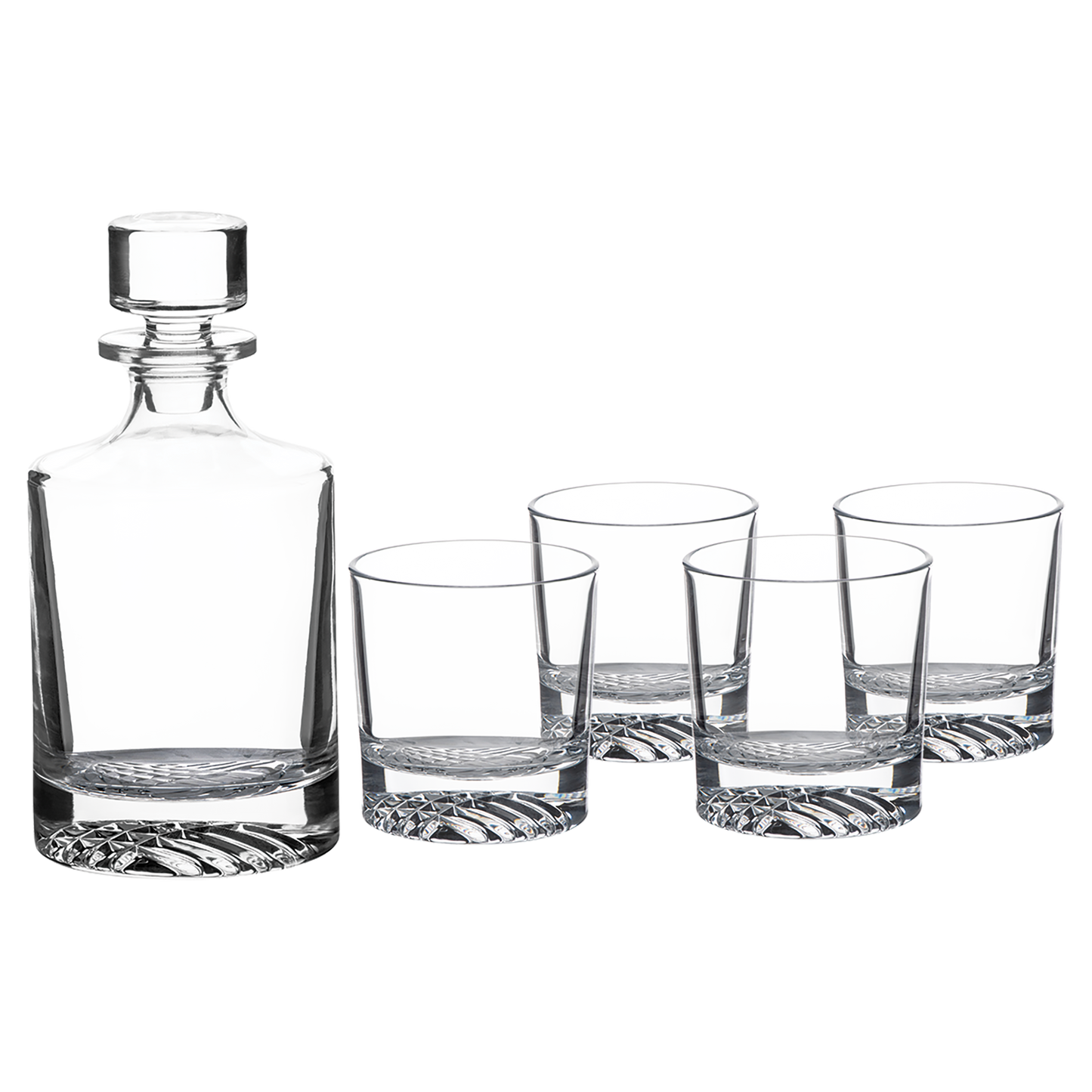 850ml Round Decanter with 4 Rocks Glasses