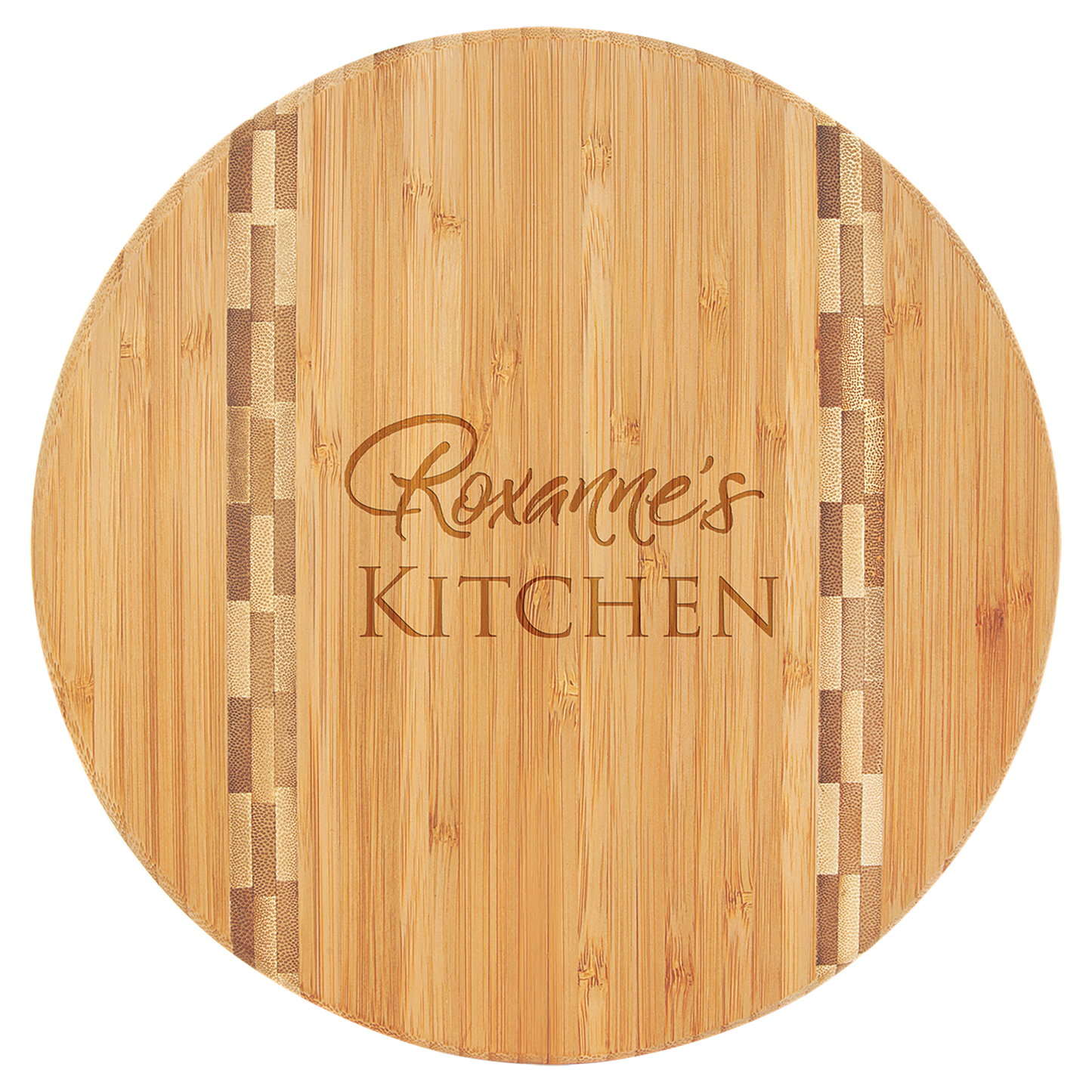 9 3/4" Round Bamboo Cutting Board with Butcher Block Inlay