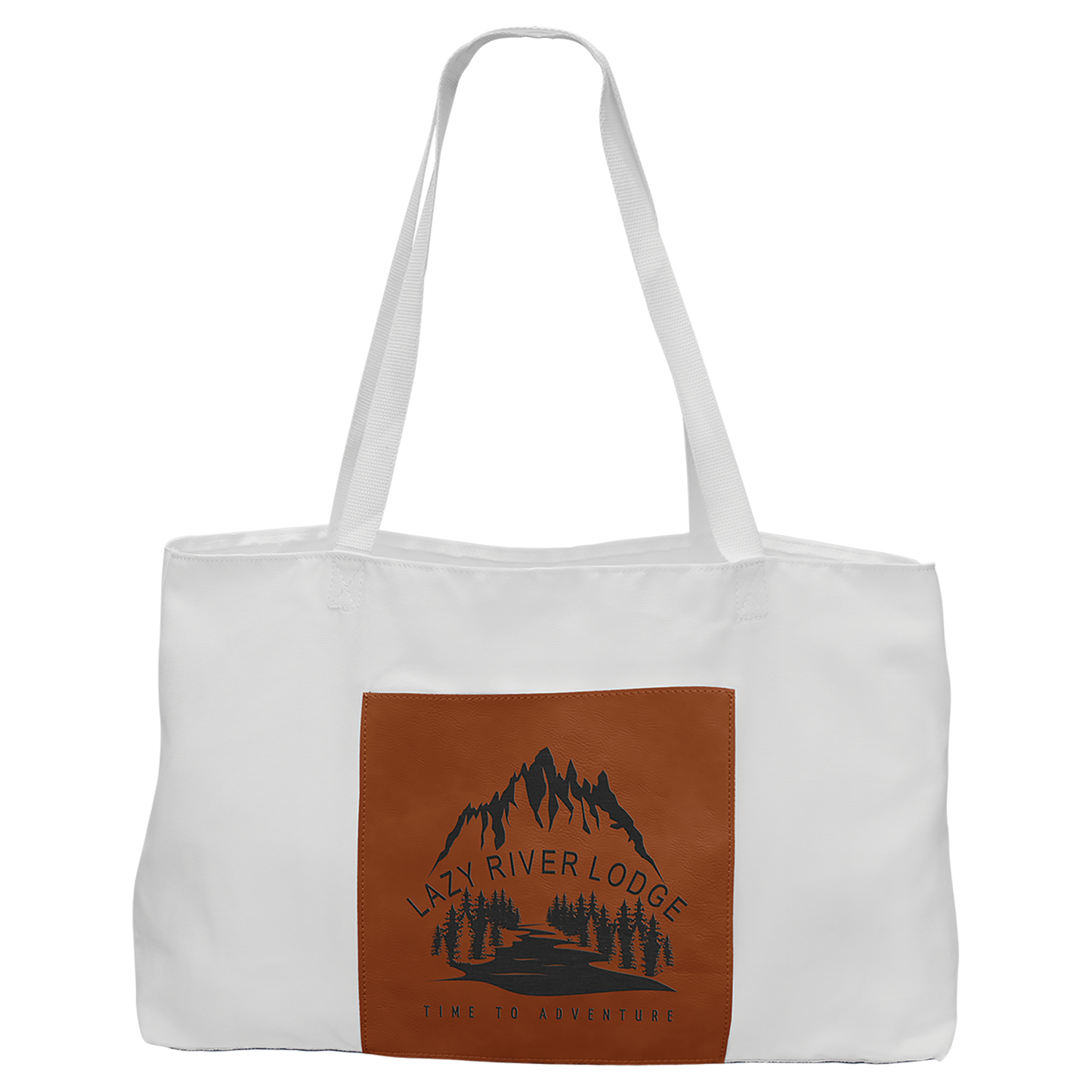 19" x 12" White Bag with 5" Rawhide Laserable Leatherette Gusset
