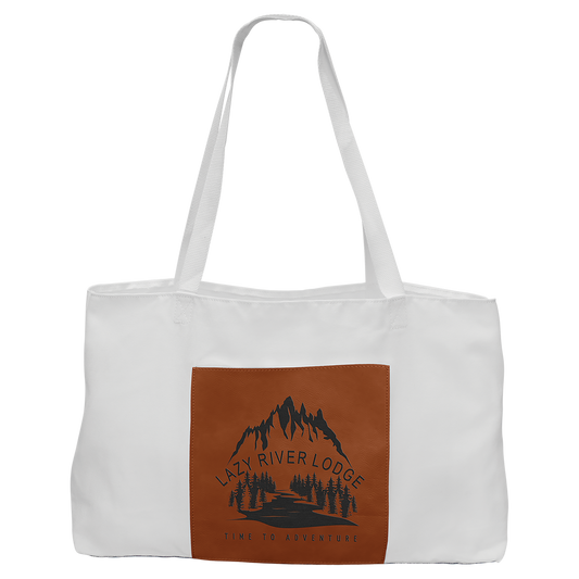 19" x 12" White Bag with 5" Rawhide Laserable Leatherette Gusset