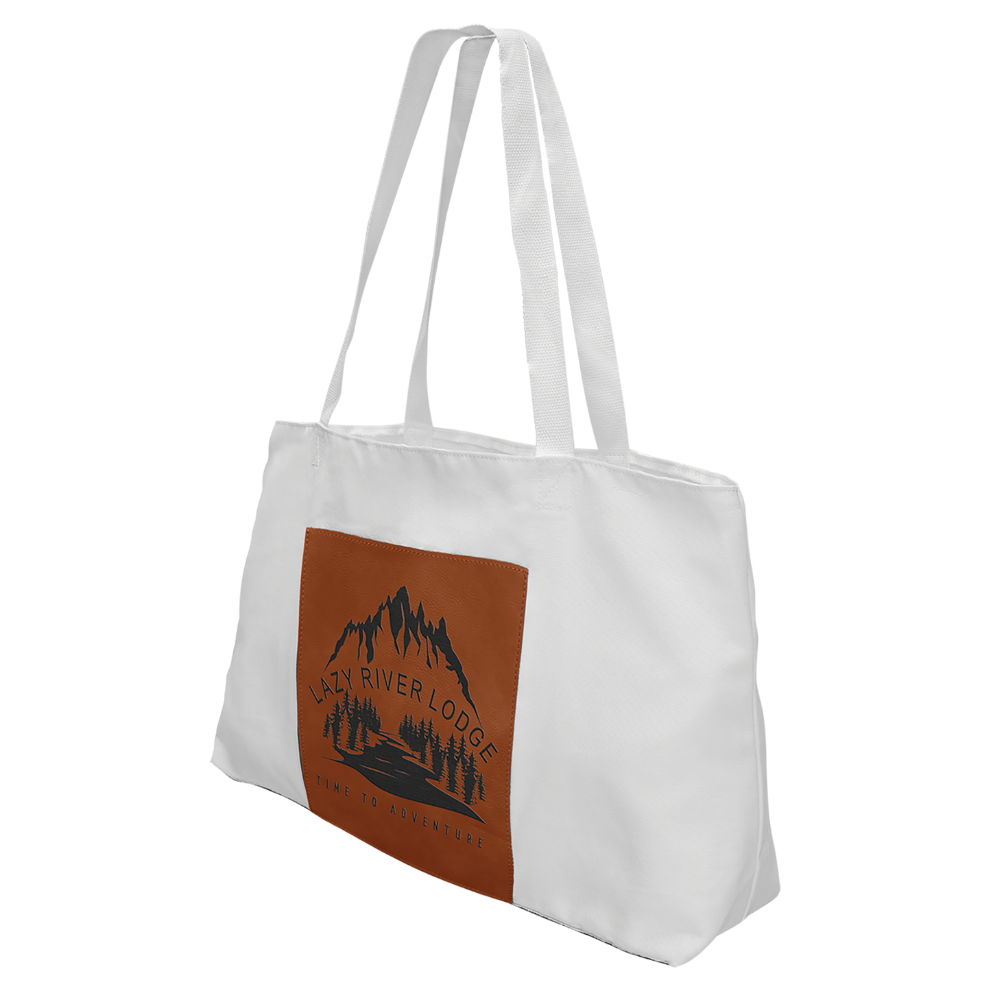 19" x 12" White Bag with 5" Rawhide Laserable Leatherette Gusset