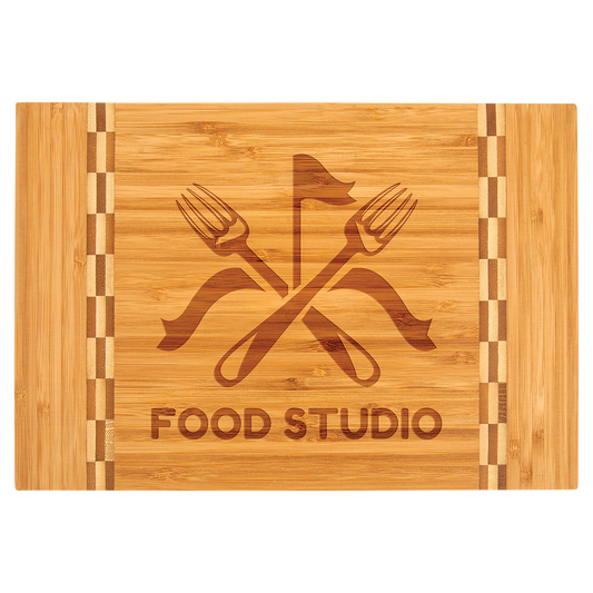 12" x 8 1/4" Bamboo Cutting Board with Butcher Block Inlay