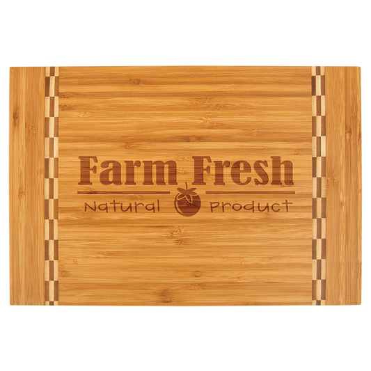 15" x 10 1/4" Bamboo Cutting Board with Butcher Block Inlay