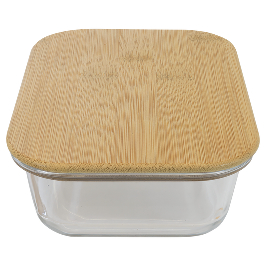 21 oz. Rectangle Glass Container with Bamboo Lid