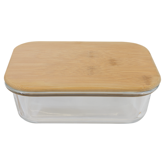 35 oz. Rectangle Glass Container with Bamboo Lid