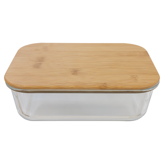 50 oz. Rectangle Glass Container with Bamboo Lid