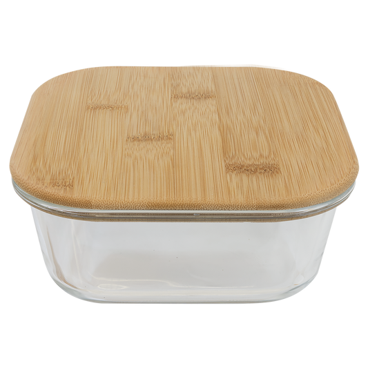 27 oz. Square Glass Container with Bamboo Lid