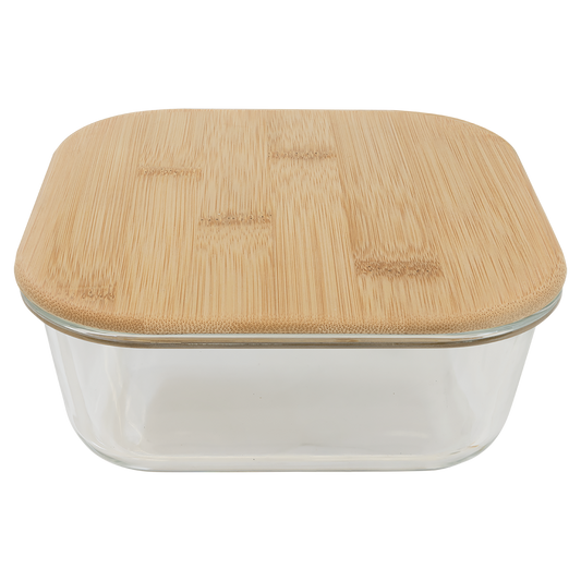 37 oz. Square Glass Container with Bamboo Lid