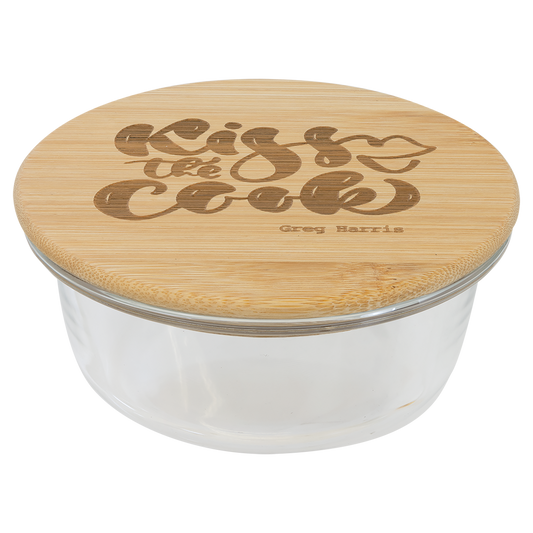 13 oz. Round Glass Container with Bamboo Lid