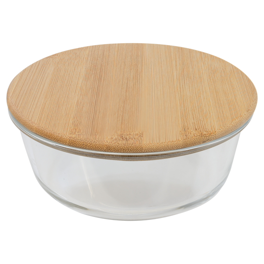 32 oz. Round Glass Container with Bamboo Lid