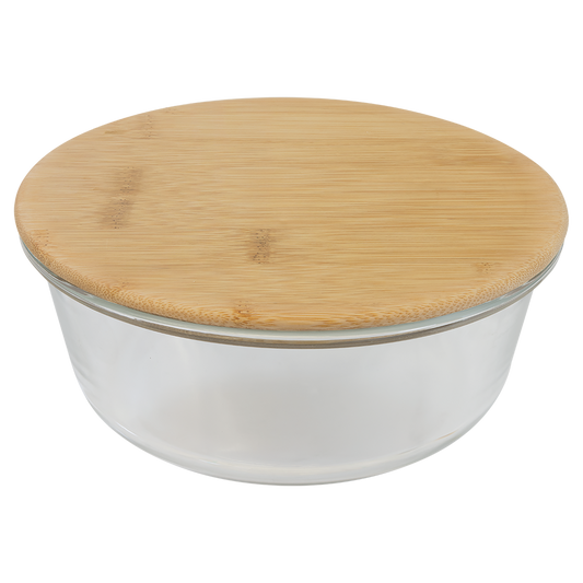 44 oz. Round Glass Container with Bamboo Lid