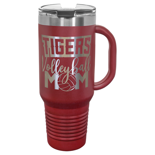 40 oz. Black Travel Mug with Handle, Straw Included