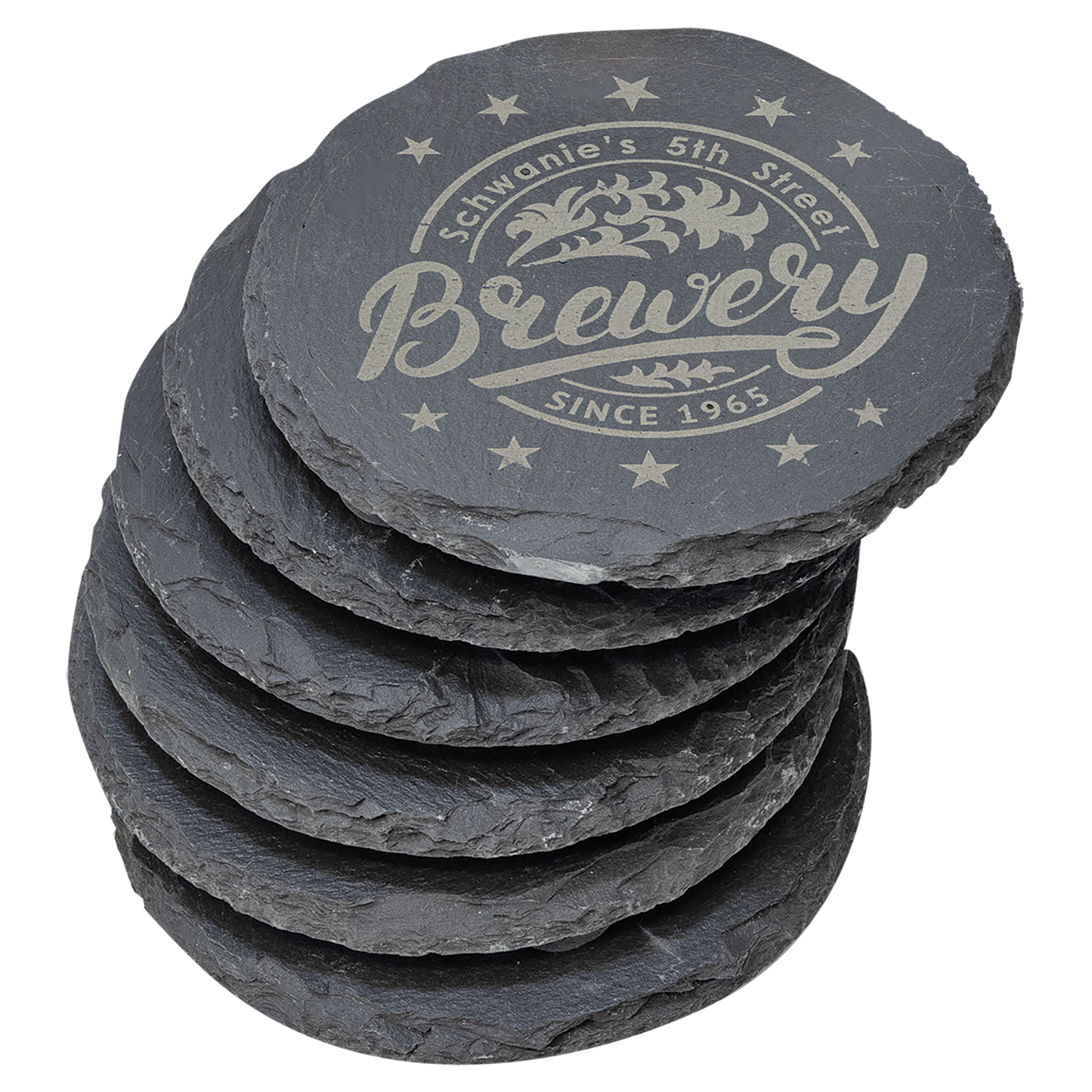 4" Round Slate Coaster Set-6 Piece