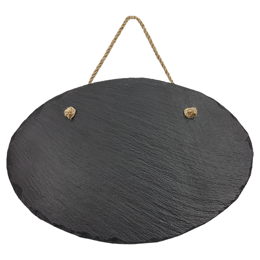 11 3/4" x 7 3/4" Oval Slate Decor with Hanger String